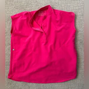 Like new- worn 5 times. Small, pink, scrub top from Figs. Oversized fit.